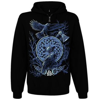 Valknut (Ravens of Odin) Kangaroo Pocket Hoodie with a Zipper