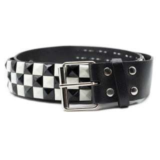3 Rows Black and White Riveted (checkerboard) Leatherette Belt