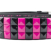 3 Rows Crimson and Black Riveted (zebra) Leatherette Belt
