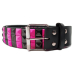3 Rows Crimson and Black Riveted (zebra) Leatherette Belt