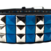 3 Rows Metal and Blue Riveted (zebra) Leatherette Belt
