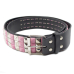 3 Rows Metal and Pink Riveted (zebra) Leatherette Belt