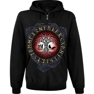 Tree of Life (Vegvisir Runic Compass) Kangaroo Pocket Hoodie with a Zipper