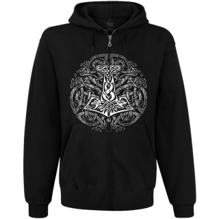 Mjölnir (Thor's Hammer) Kangaroo Pocket Hoodie with a Zipper