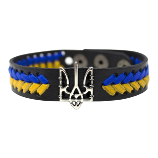 Leather bracelet (ptsbua-004) yellow and blue with the Trident