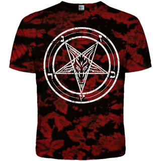 Tie Dye Pentagram (Black and Red) T-Shirt