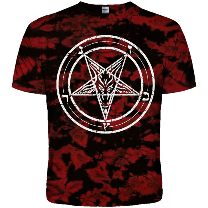 Tie Dye Pentagram (Black and Red) T-Shirt