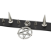 Leather choker with large and small spikes and pentagram (csl-005)