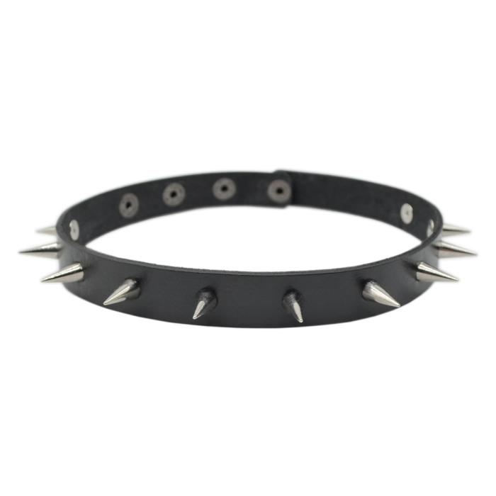 Leather choker with small spikes (csl-006)