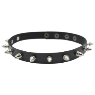 Leather choker with curly spikes (csl-007)