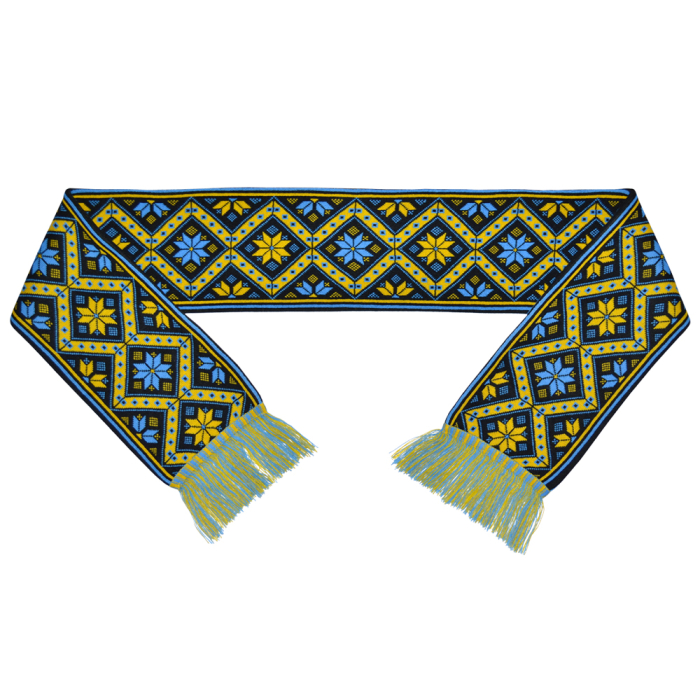 Scarf Ukrainian embroidery - Star of the Mother (yellow-blue)