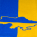 Yellow-blue scarf with coat of arms and map of Ukraine