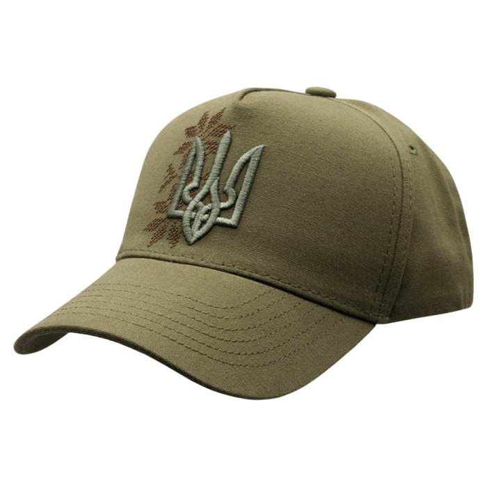 Baseball cap olive 3D Trident with brown Mother Star ornament (uac-037)
