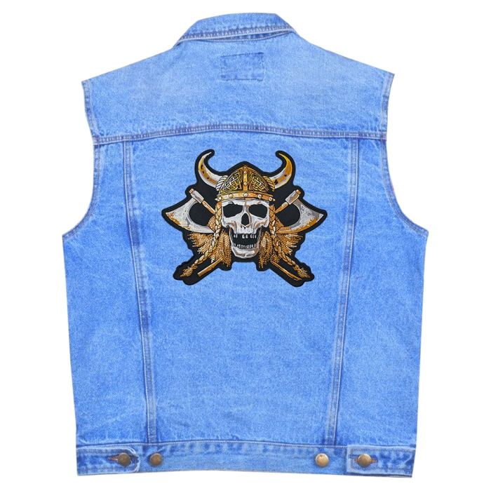 Viking skull in a helmet and with axes Thermal patch back (thps-070)