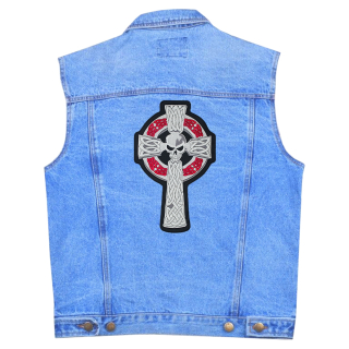 Celtic cross with a skull and a red pattern Thermal back patch (thps-071)