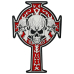 Celtic cross red (three skulls) Thermal back patch (thps-072)