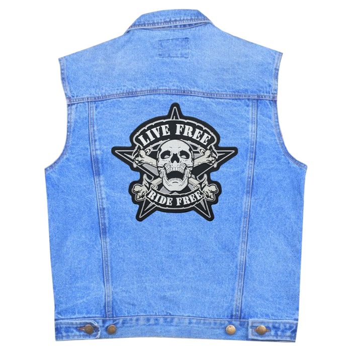 Live Free, Ride Free (skull) Thermal back patch (thps-088)