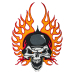 Flaming skull in a helmet Thermal back patch (thps-095)
