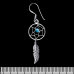 Hook earring Dreamcatcher with blue stone and feather, round (silver, 925 assay value) (ehs-028)