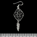 Hook earring Dreamcatcher with black stone and feather, rhombus (silver, 925 assay value) (ehs-026)