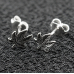 Hemp Leaf stud earring (sterling silver, 925) (sn-049)