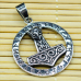 Thor's Hammer Pendant in a Runic Circle (Silver, 925) (sp-114)