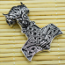 Thor's Hammer Pendant with Thor and a Viking Skull (Silver, 925) (sp-120)
