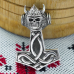 Thor's Hammer Pendant with a Viking Skull (silver, 925 assay value) (sp-130)