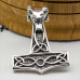 Pendant Thor's Hammer with ram's head and Scandinavian pattern (silver, 925 assay value) (sp-152) Pendant Thor's Hammer with ram's head and Scandinavian pattern (silver, 925 assay value) (sp-152)