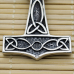 Pendant Thor's Hammer with ram's head and Scandinavian pattern (silver, 925 assay value) (sp-152) Pendant Thor's Hammer with ram's head and Scandinavian pattern (silver, 925 assay value) (sp-152)