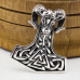 Pendant Thor's Hammer with ram's head and valknut (silver, 925 assay value) (sp-153)