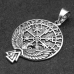 Vegvisir pendant (runic compass) and raven with valknut (silver, 925 assay value) (sp-176)