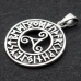 Trixel pendant in a disk with runes (silver, 925 assay value) (sp-186)