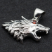 Pendant Howling wolf with red eyes (head) (silver, 925 sample) (sp-192)