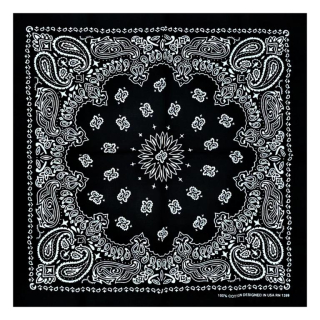 Bandana Cucumbers double white on black background