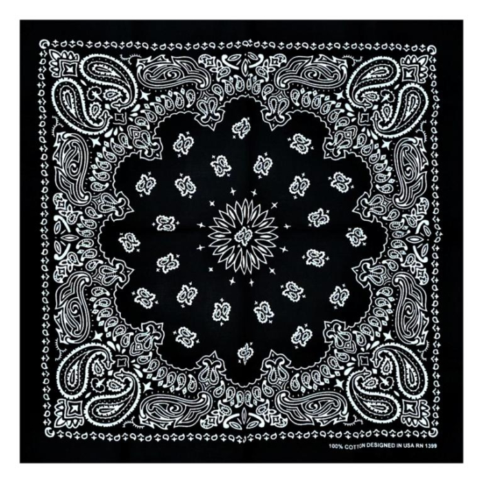 Bandana Cucumbers double white on black background