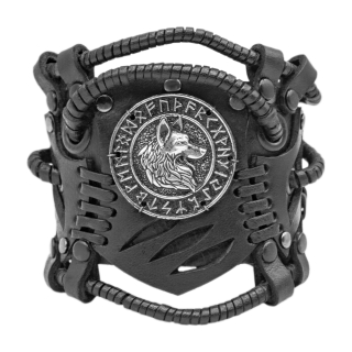 Steampunk Bracelet Wolf in Runic Circle (bsp-72)