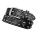 Leather belt Two rows of conical spikes and skulls (bсl-001)