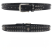 Leather belt Two rows of conical spikes and skulls (bсl-001)