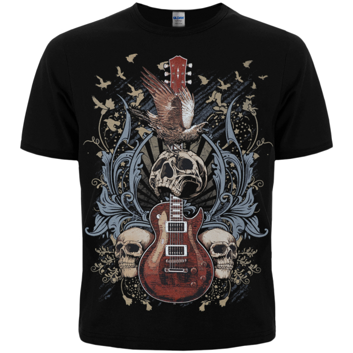 Guitar with Skulls and Ravens T-Shirt
