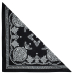 White Paisley with a Floral Pattern on a Black Background Bandana