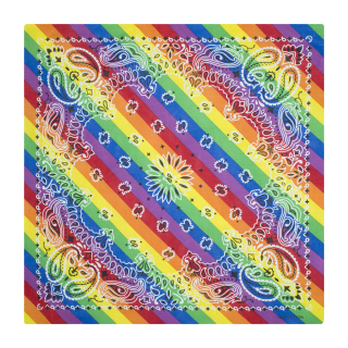 Double White and Black Paisley on a Rainbow Background Bandana