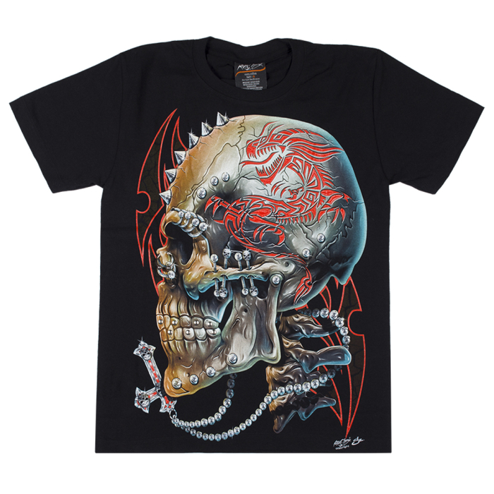 Skull with Piercing and Tattoo (3D, Glowing in the Dark) T-Shirt
