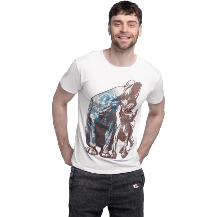 Cat with Tattoos Urbanist White T-Shirt