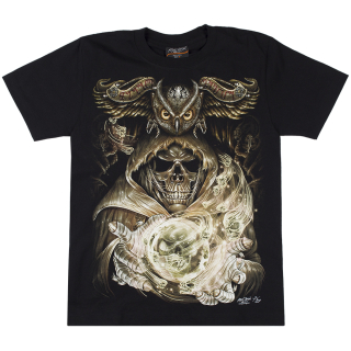 Skeleton with a Divination Ball (Owl) (3D, Glows in the Dark) T-Shirt