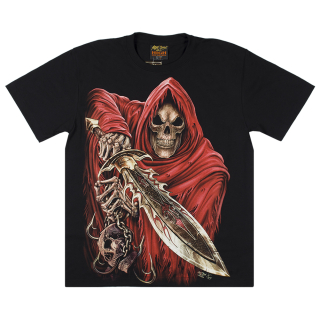 Skeleton with a Sword in a Red Cloak (Glows in the Dark) T-Shirt