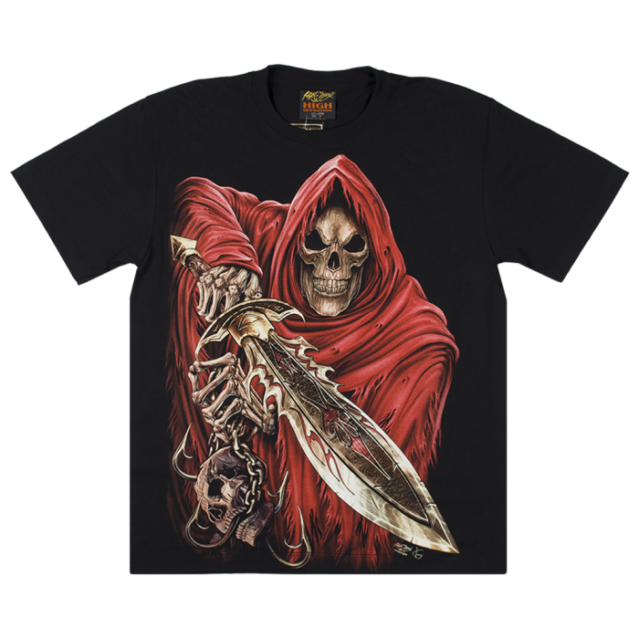 Skeleton with a Sword in a Red Cloak (Glows in the Dark) T-Shirt