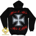 Skull in a Cap on the Background of the Maltese Cross Kangaroo Pocket Hoodie