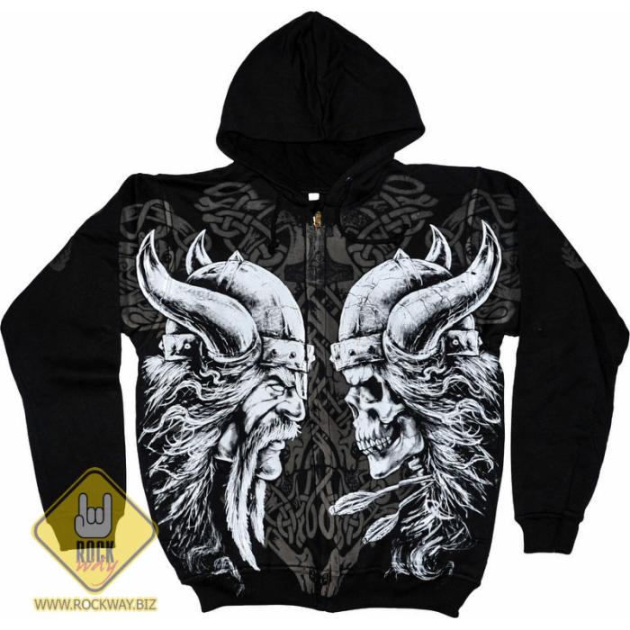 Viking (Skull Opposite Viking) Kangaroo Pocket Hoodie
