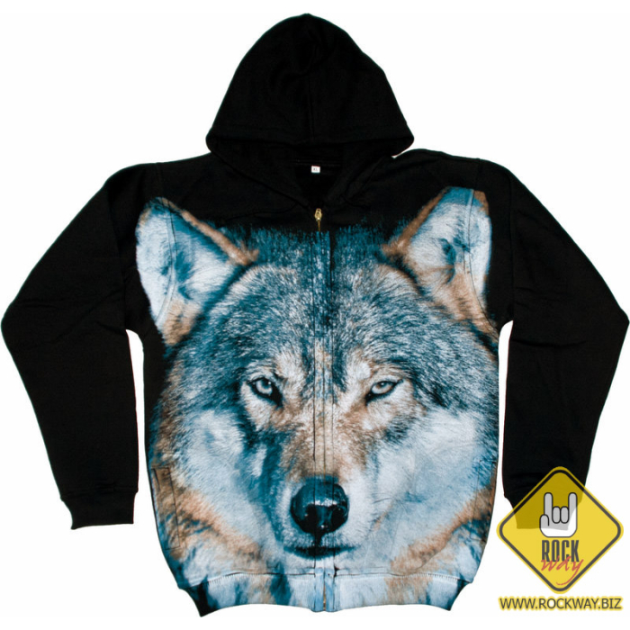 Wolf (in Blue Tones) Kangaroo Pocket Hoodie Wolf (in Blue Tones) Kangaroo Pocket Hoodie